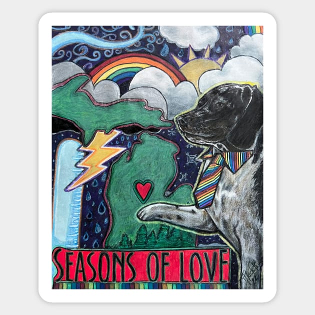 Seasons of love- weather love pup Sticker by Artladyjen